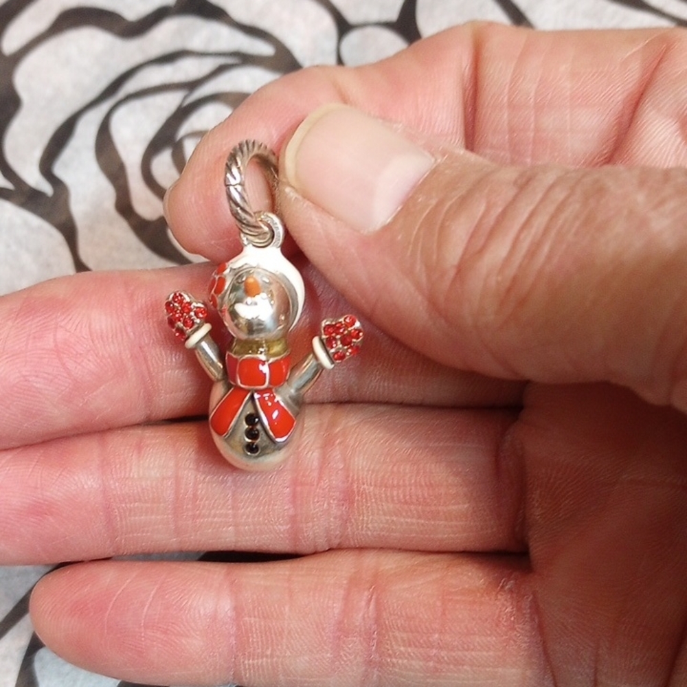 Brighton Silver and Red Snowman Necklace